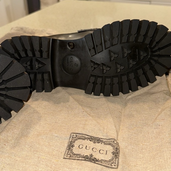 GUCCI Leather Lug Sole Horsebit Loafers Size 7.5 - Picture 4 of 10